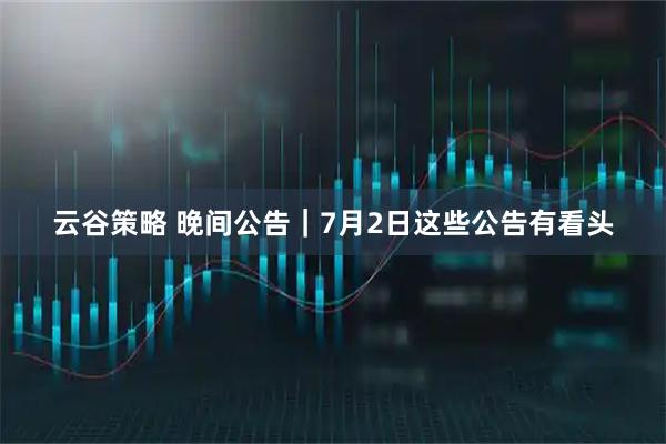 云谷策略 晚间公告｜7月2日这些公告有看头